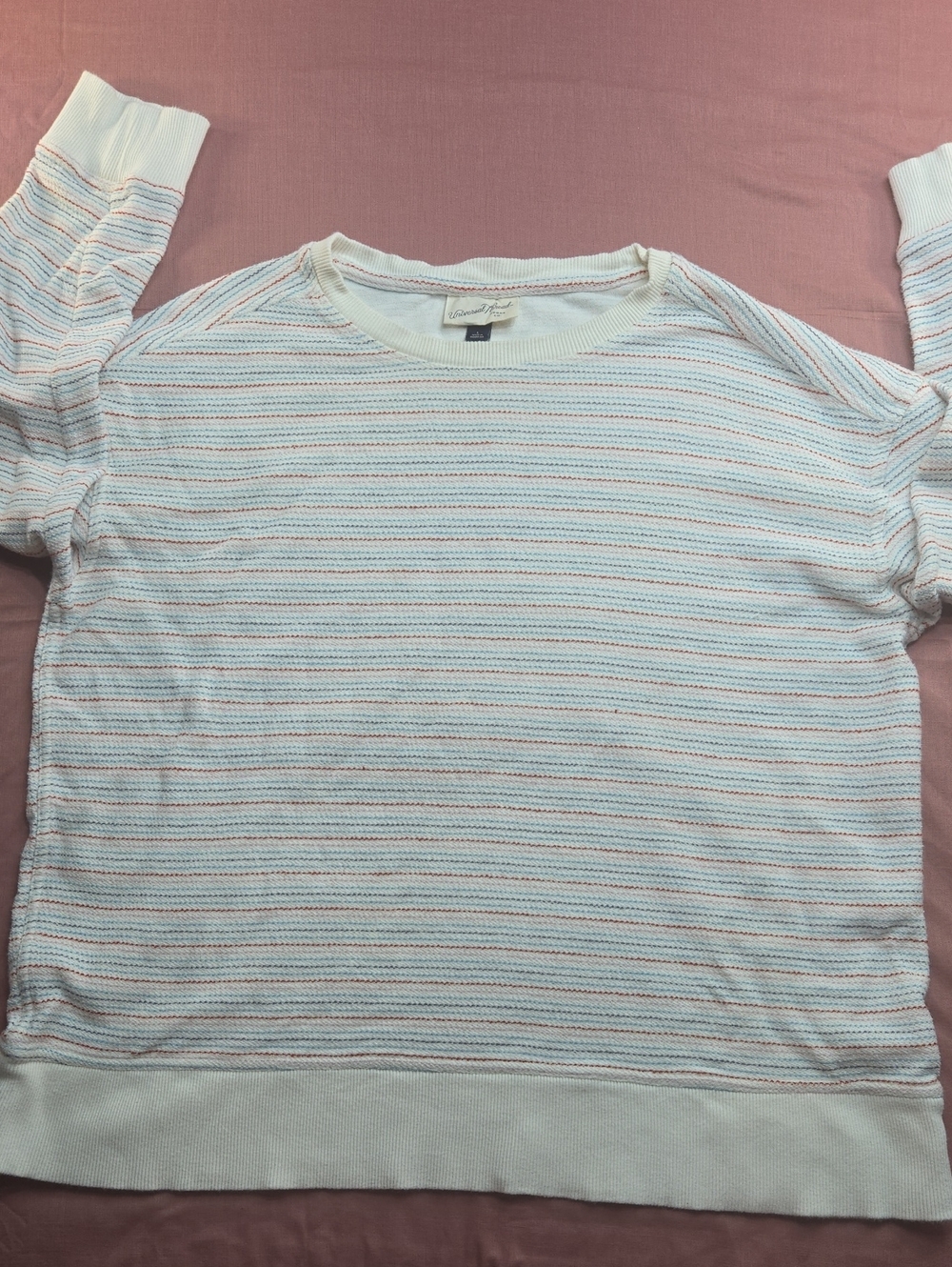 Madewell Cream Crewneck Lightweight Stripe Sweatshirt